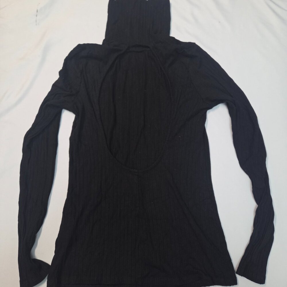 VINTAGE‎ H&M-women's Medium, black long-sleeved turtleneck, backless